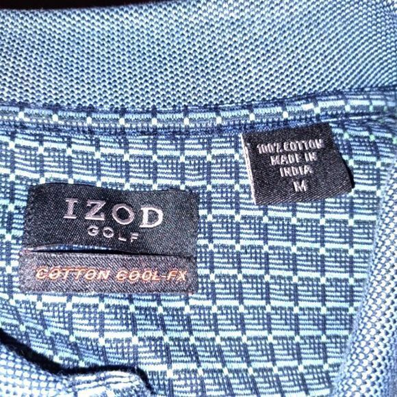 Izod Golf Blue Cotton Cool FX Short Sleeve Polo Shirt Size M - Picture 2 of 2